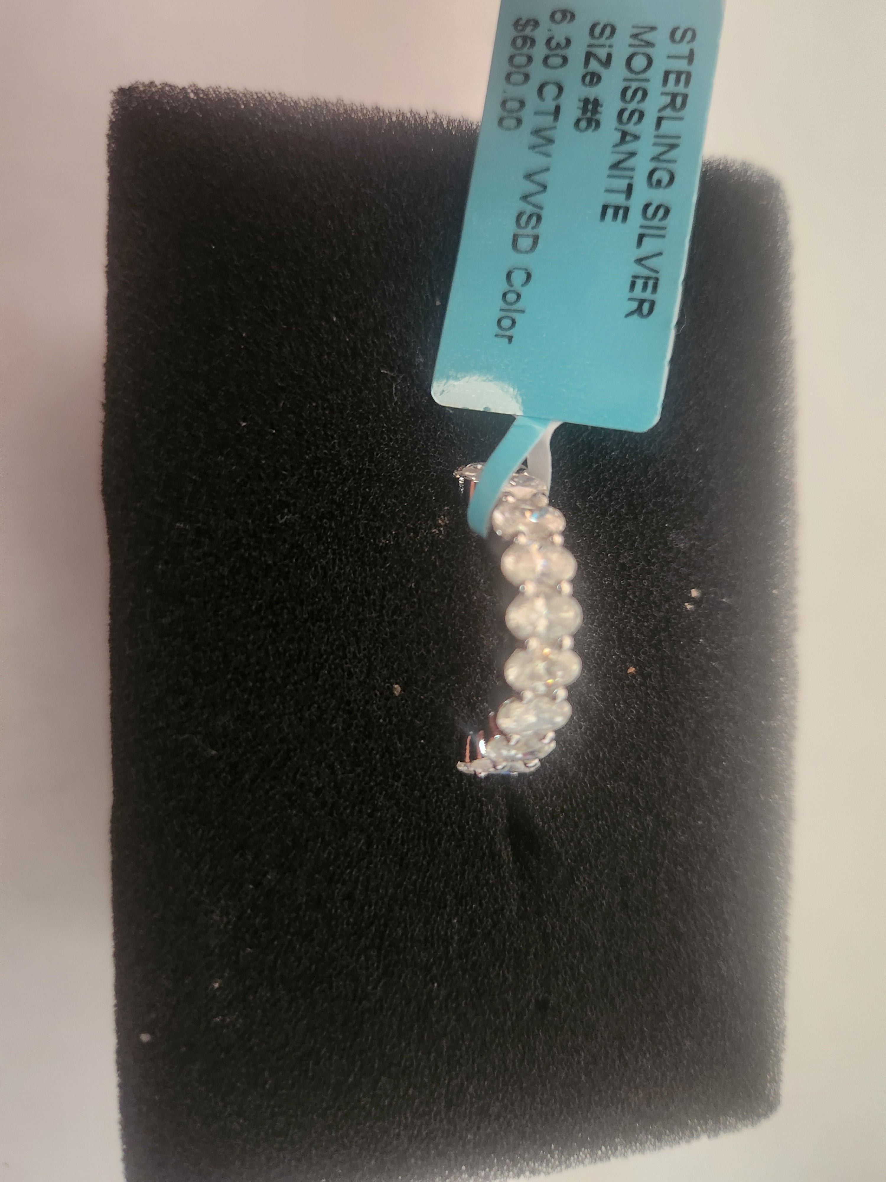 sterling silver 925  6.30 ctw moissanite ring size 6