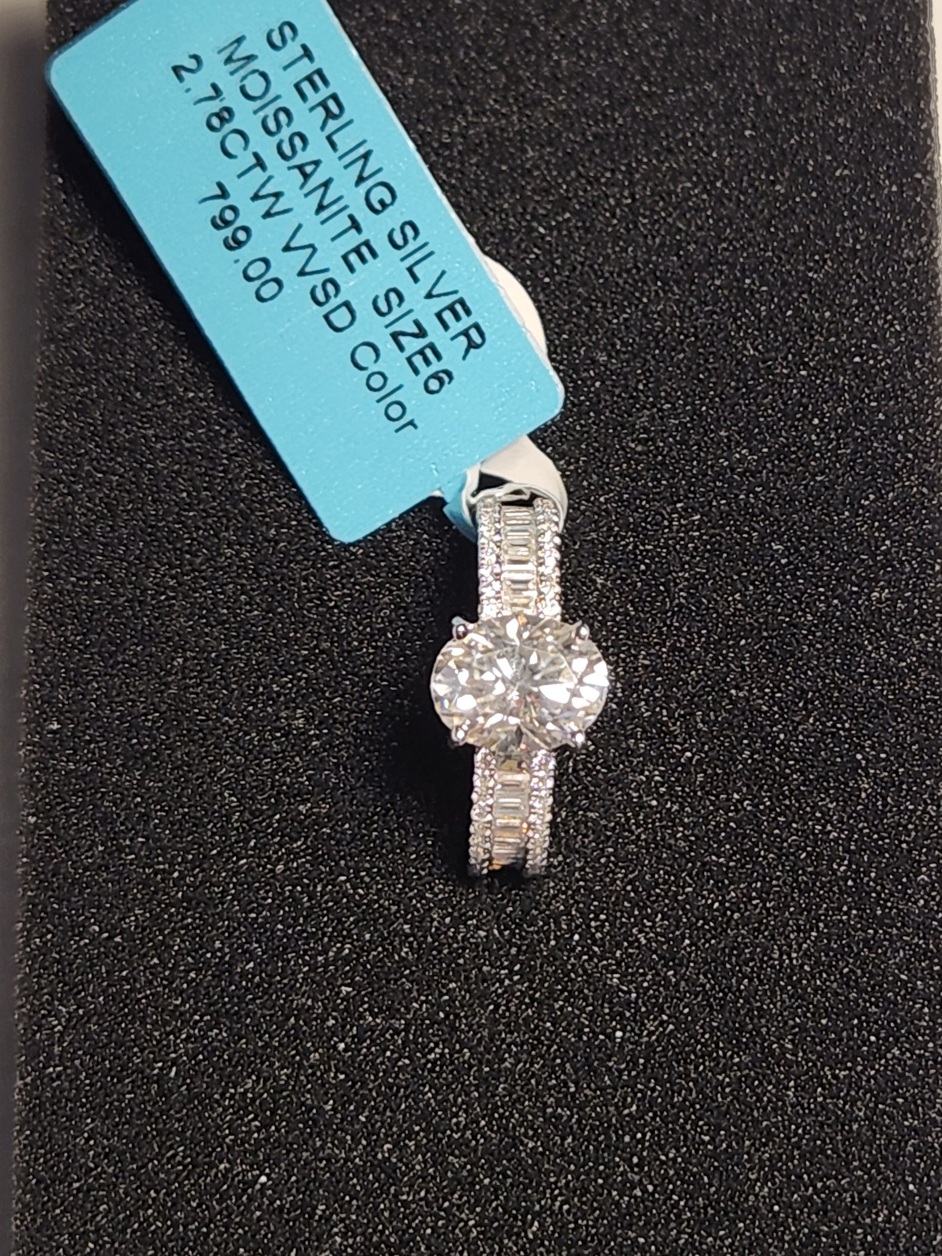 sterling silver 925 2.78 ctw moissanite ring size 6