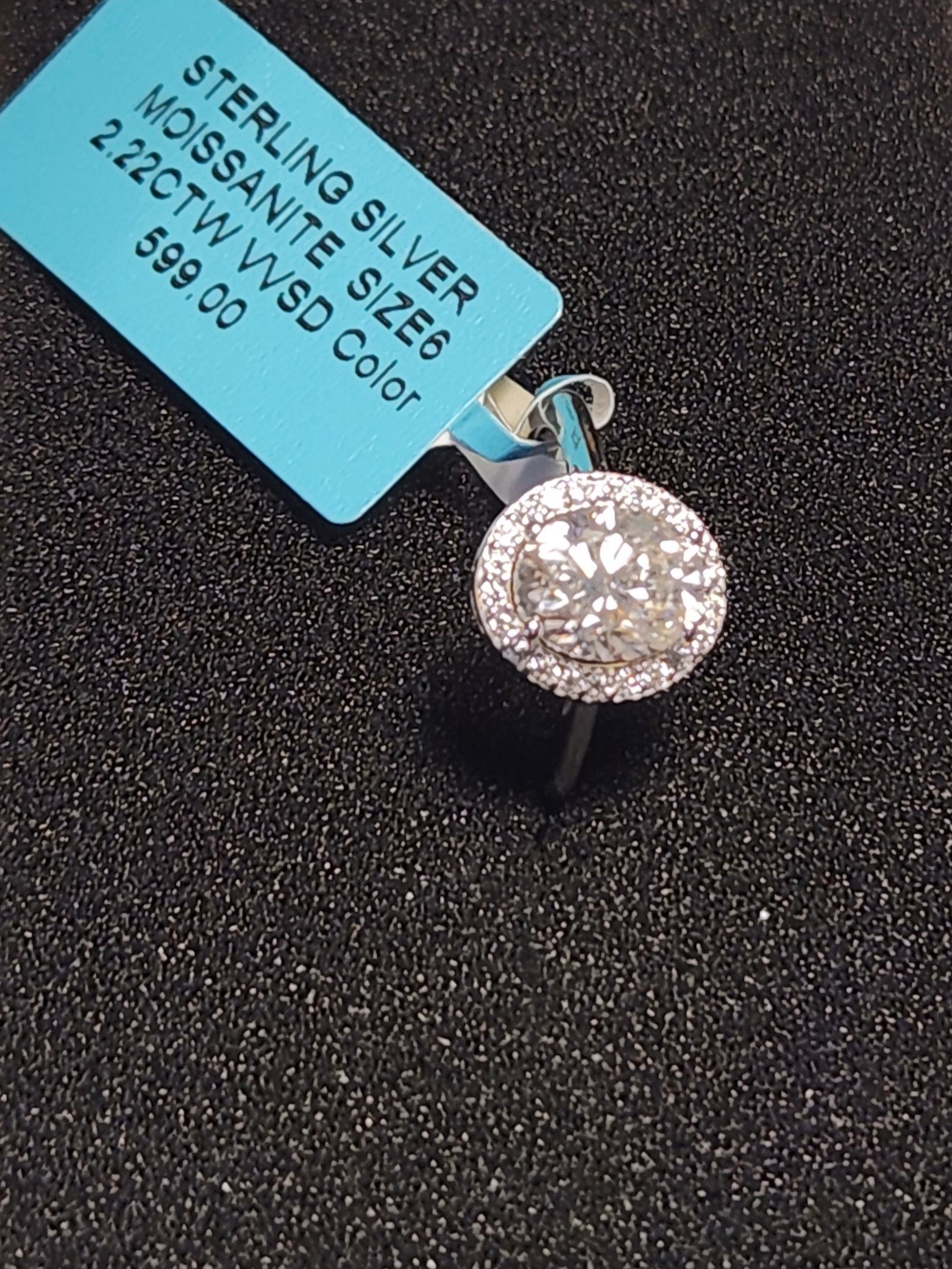 sterling silver 925 2.22 ctw moissanite ring size 6