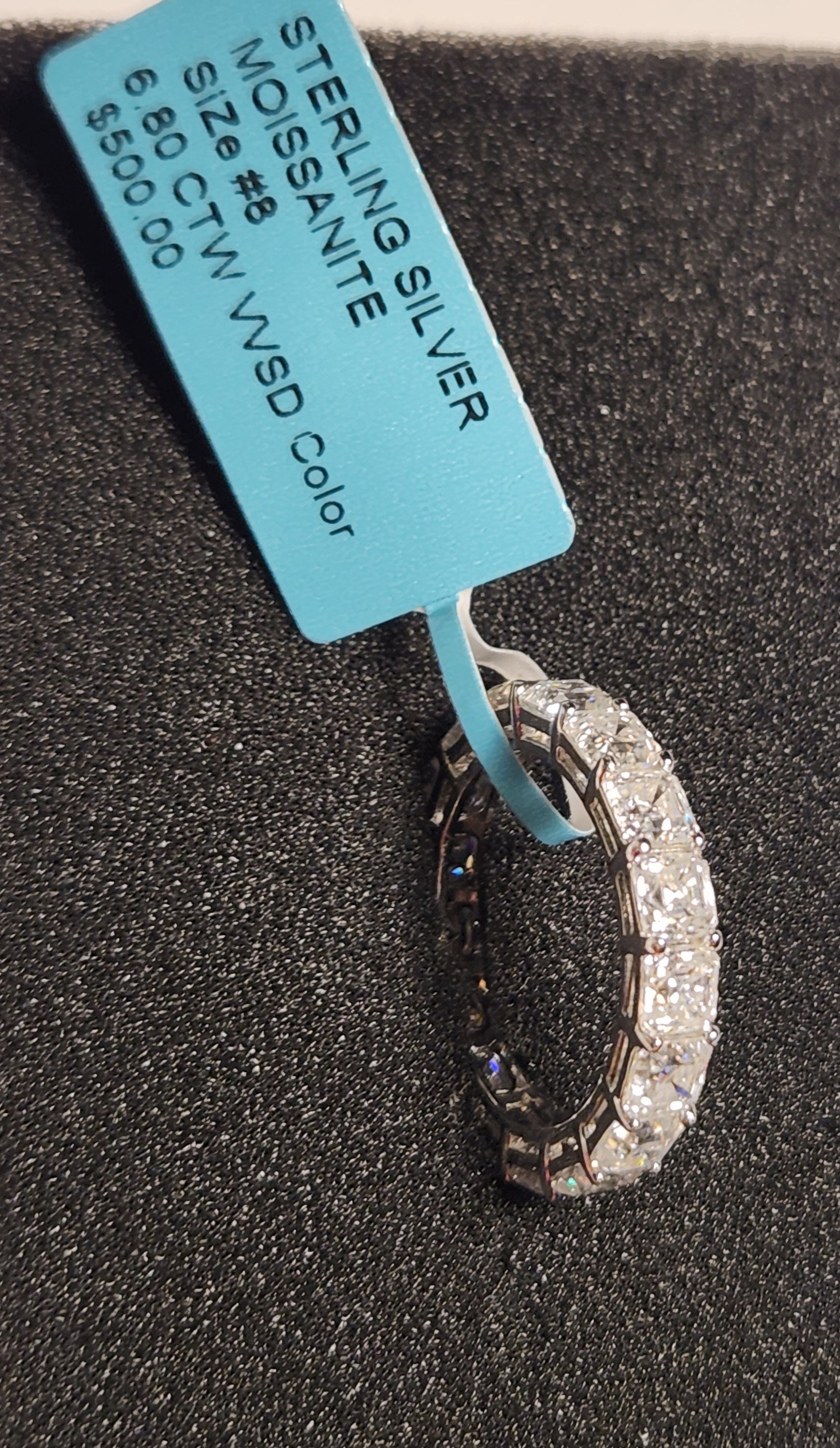 sterling silver 925 6.80 ctw moissanite ring  size 8