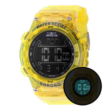 Invicta Racing Burnout Digital Men's Watch - 52mm, Transparent, Yellow (49044)